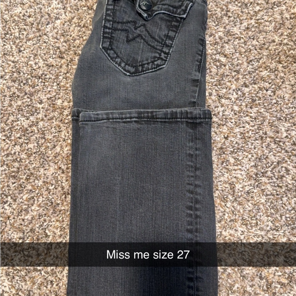 Miss Me Dark Charcoal Skinny Jeans with Embroidered Pockets